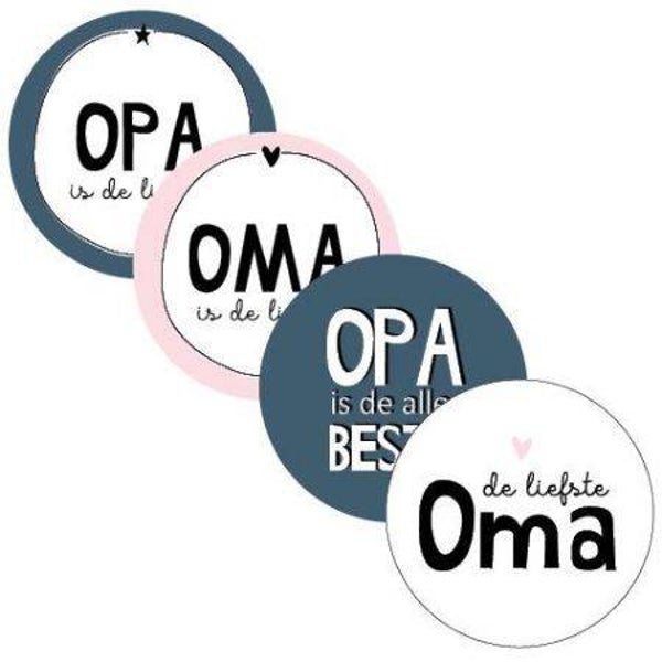 5 Stickers rond - Opa/oma