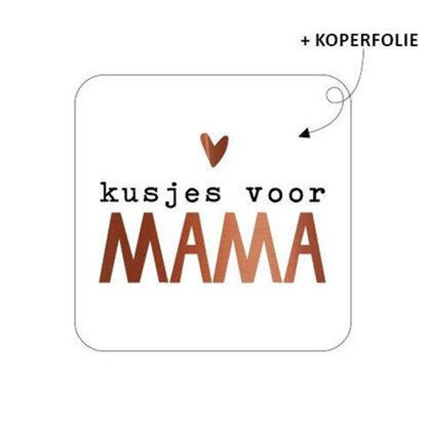 5 Stickers vierkant - Kusjes voor mama