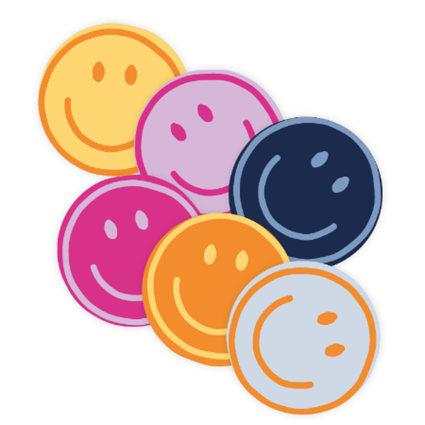 5 Stickers rond - Smiley div.