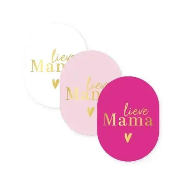 5 Stickers ovaal - Lieve mama / roze