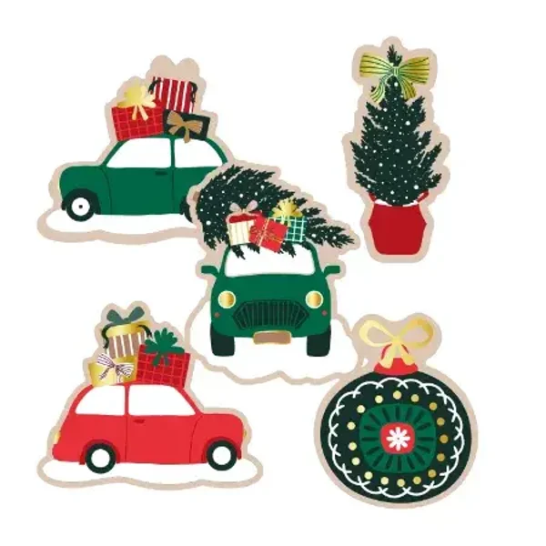 5 Stickers vorm - Kerstmix rood/groen