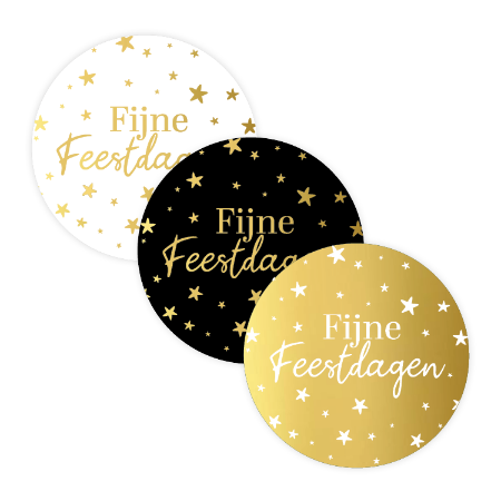 5 Stickers rond - Fijne feestdagen sterretjes