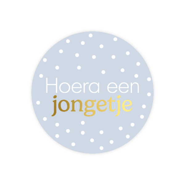 5 Stickers rond - Hoera een jongetje - Blauw