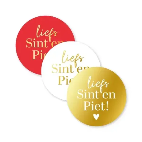 5 Stickers rond - Liefs Sint en Piet!