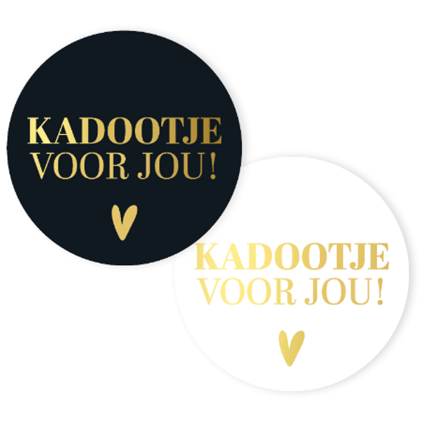 5 Stickers rond - Kadootje voor jou! - Z/W