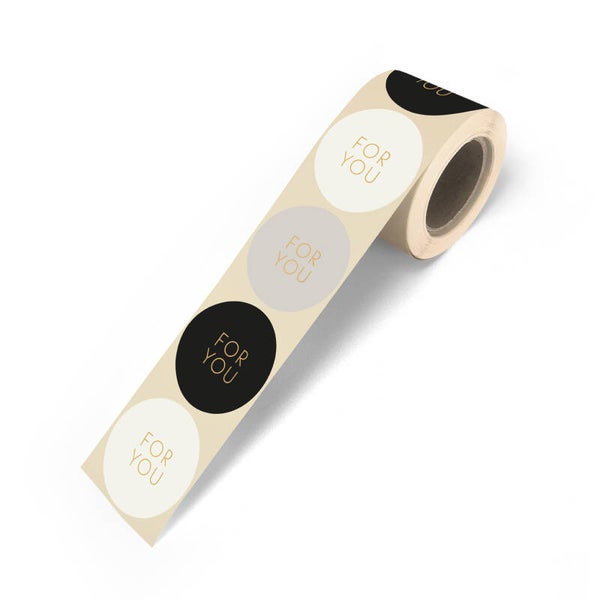5 Stickers rond - For you / Zwart grijs wit