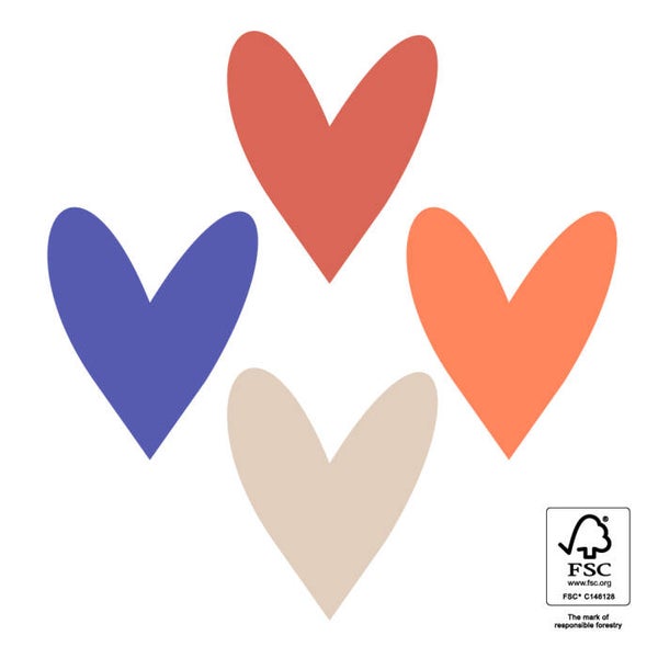 4 Stickers hart - Rood/wit/blauw/oranje