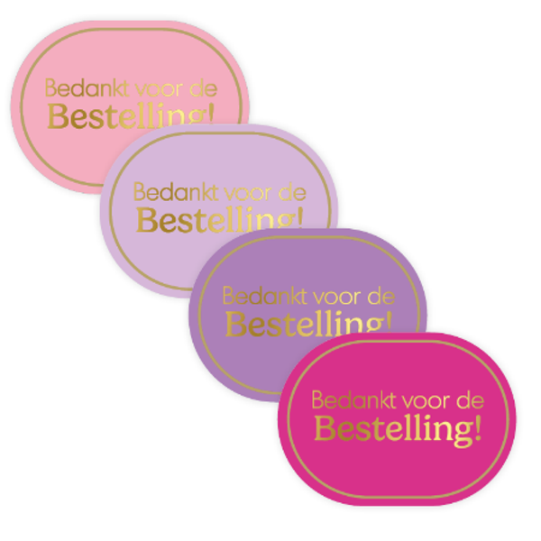 5 Stickers ovaal - Bedankt voor de bestelling! - Div. kleuren