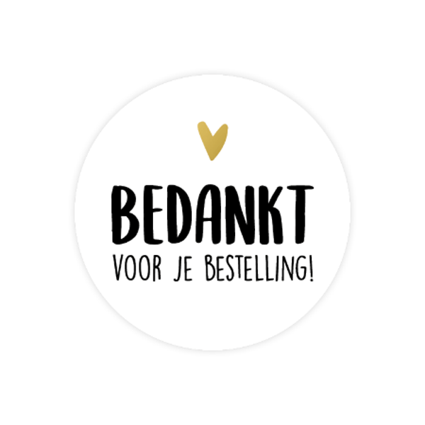 5 Stickers rond - Bedankt voor je bestelling! - Z/W