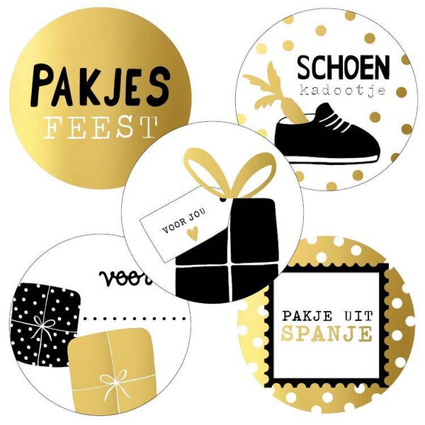 5 Stickers rond - Sinterklaas pakjesfeest