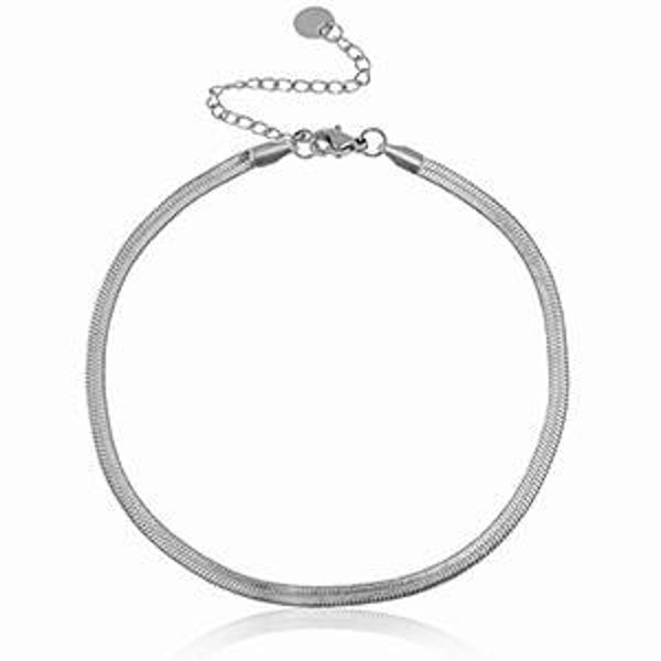 Enkelbandje - Snake zilver rvs