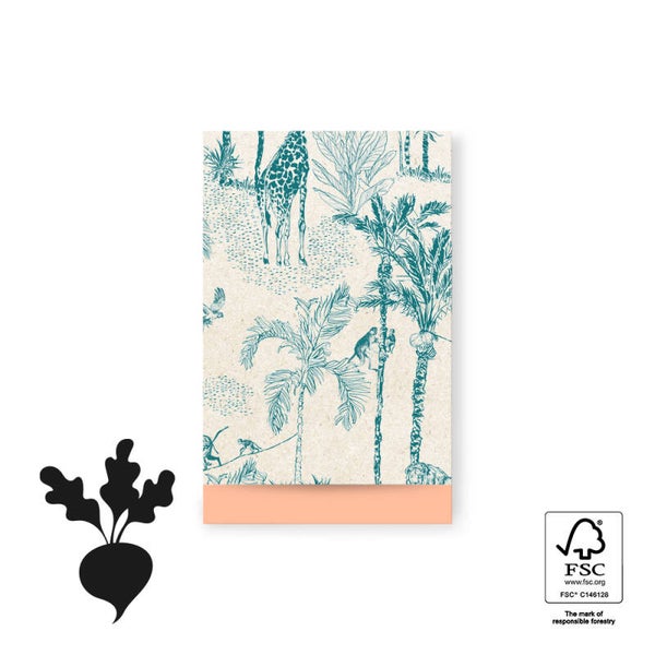 Cadeauzakjes - Vintage Jungle Jade Blue - Peach - 17 x 25 cm