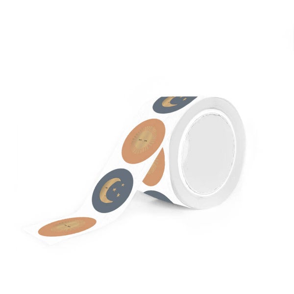 5 Stickers rond - Zon maan sterren