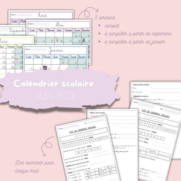 Calendrier + exercices