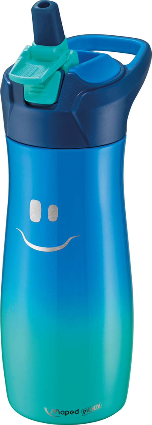 Gourde inox bleue pour enfant – Anti goutte, avec paille