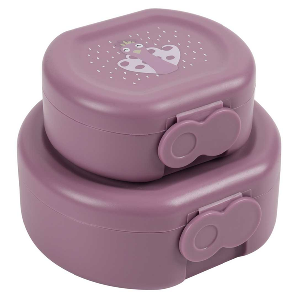 Boîte à goûter avec clip - Lot de 2 - Mme Paon
