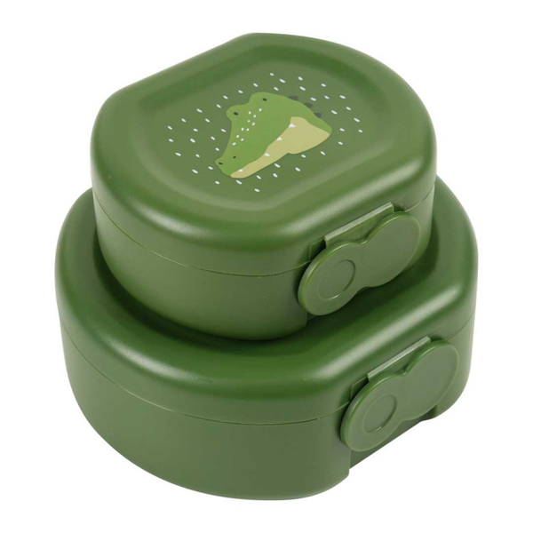 Boîte à goûter avec clip - Lot de 2 - Monsieur Alligator
