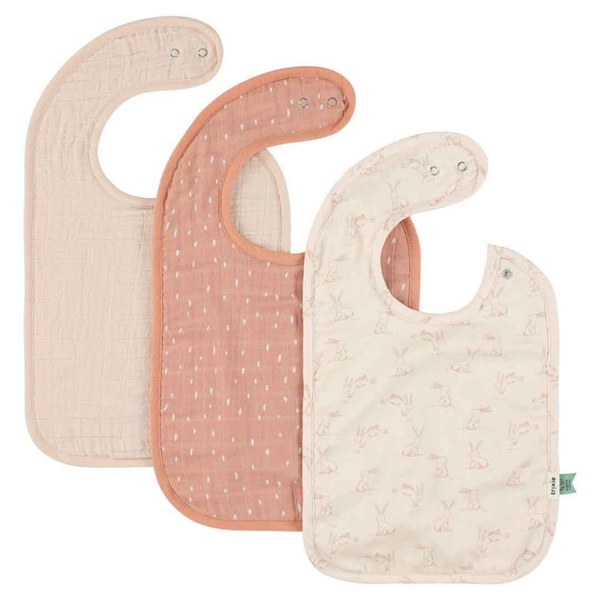 Lot de 3 bavoirs assortis - Lapin Rosé