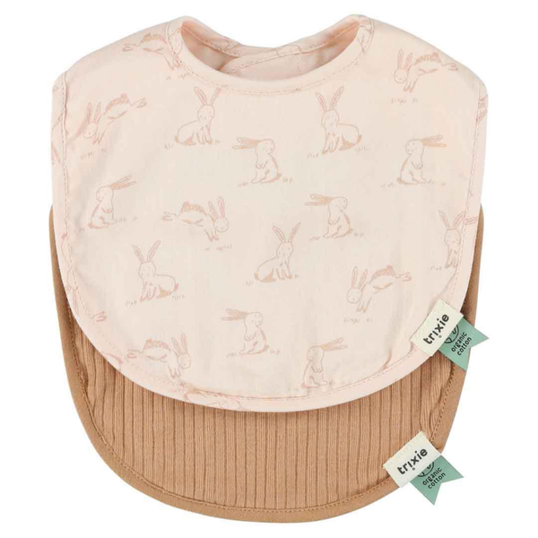 Bavoirs pour nouveau-né, lot de 2 - Taille S - Rose Lapin