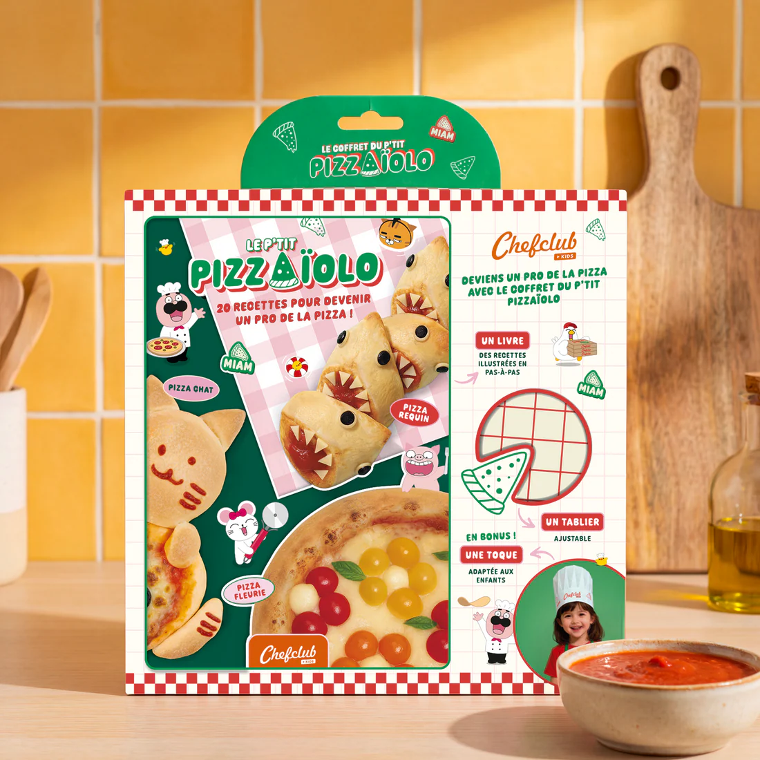 Coffret Kids : Le Pizzaiolo et le tablier pizza Chefclub Kids