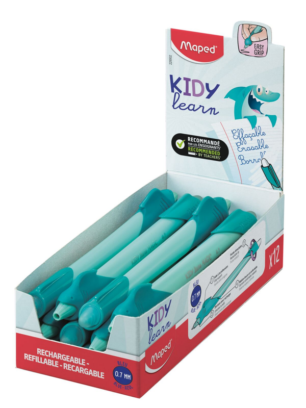 12 stylos effaçables rechargeables Kidy Learn Magic (bleu)