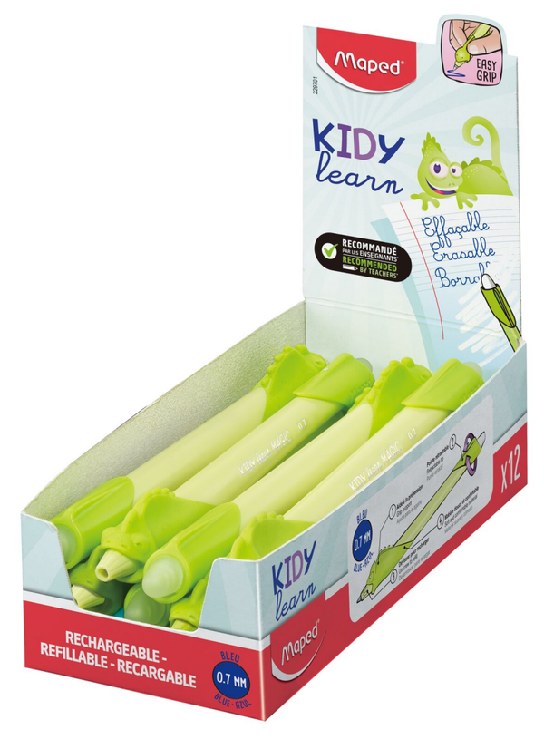 12 stylos effaçables rechargeables Kidy Learn Magic (vert)