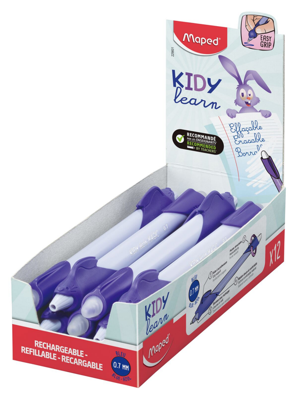 12 stylos effaçables rechargeables Kidy Learn Magic (mauve)