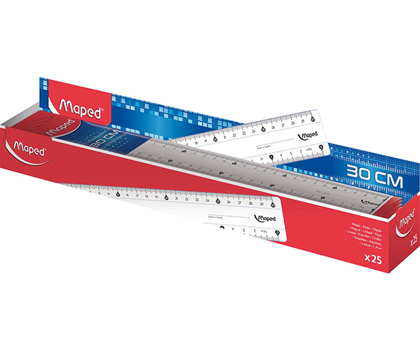 25 règles "CLASSIC 30CM DOULE GRADUATION" MAPED
