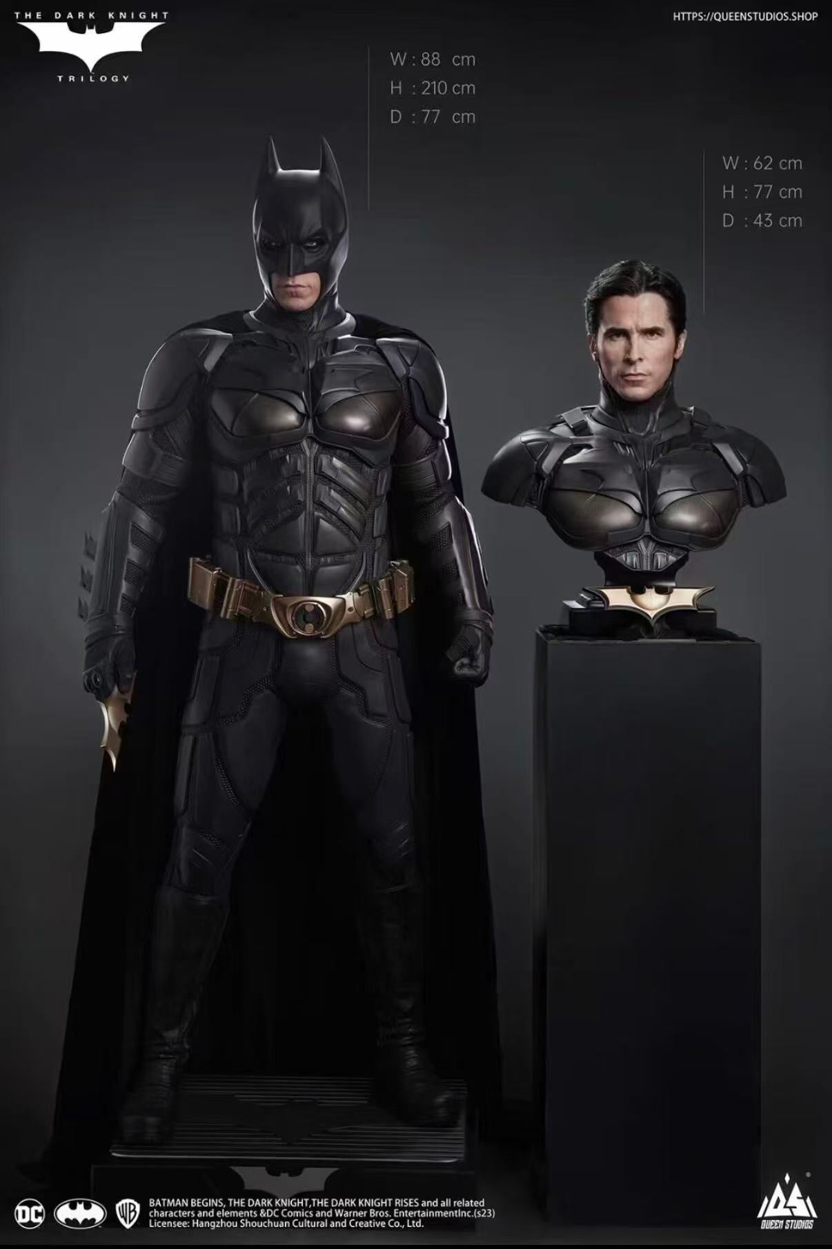 QUEEN STUDIO LIFE SIZE BATMAN TDK  WITH 1/1 BUST