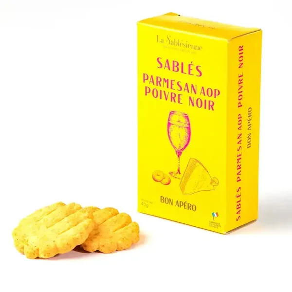 Biscuits sablés parmesan AOP poivre noir-étui carton 40g