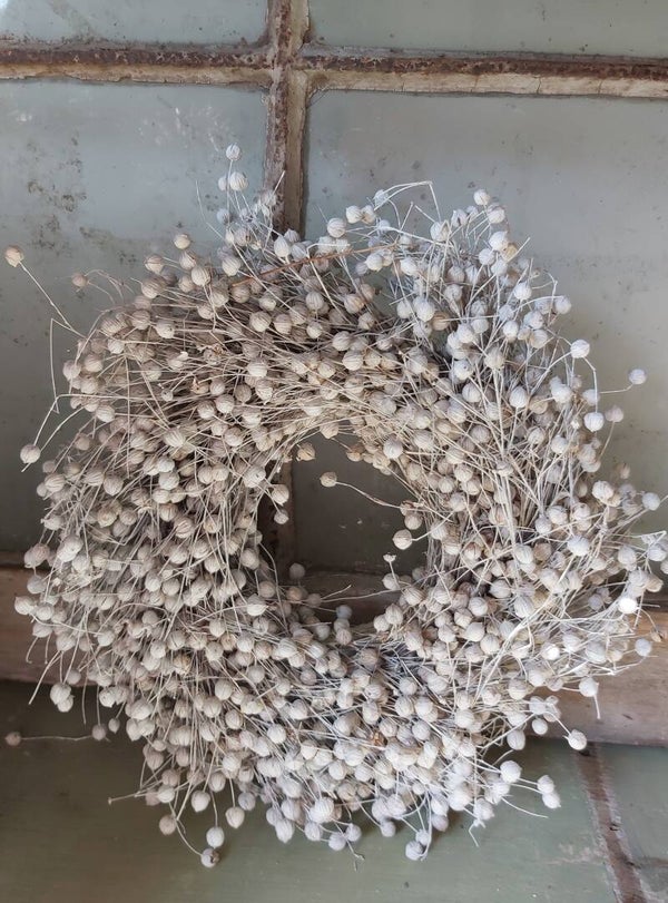 Witte vlaskrans dia 25 cm