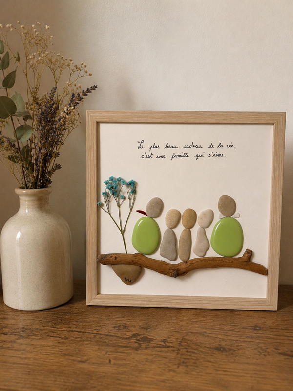 Tableau artisanal  « Le plus beau cadeau, c’est une famille qui s’aime»