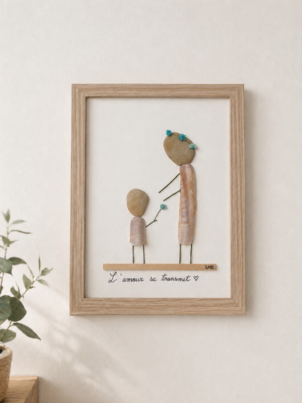LMS 019 - Tableau famille personnalisé Cadeau unique enfant et maman « L’amour se transmet »v.M