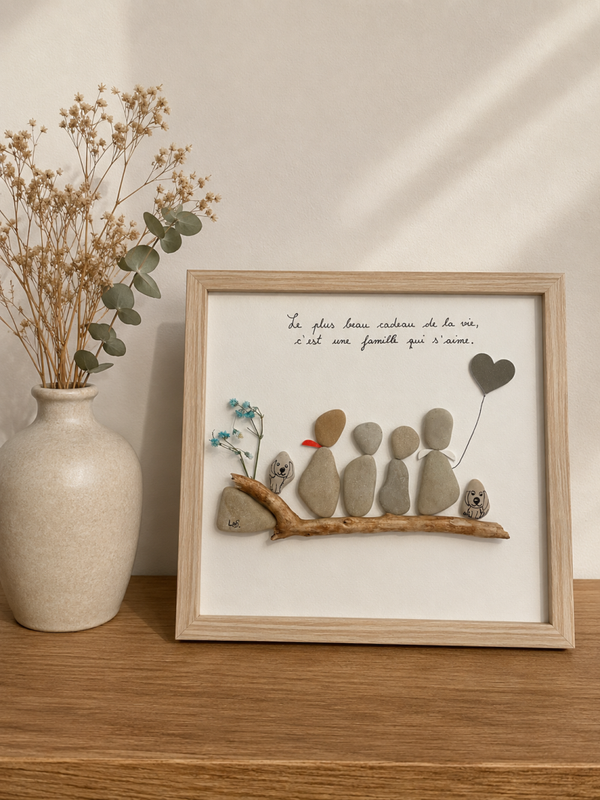 LMS 007 - Tableau famille& animal de compagnie chien « le plus beau cadeau de la vie » V.42