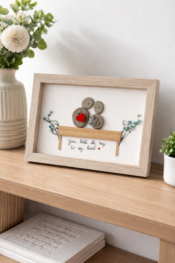 Cadre artisanal amour « you hold the key to my heart »