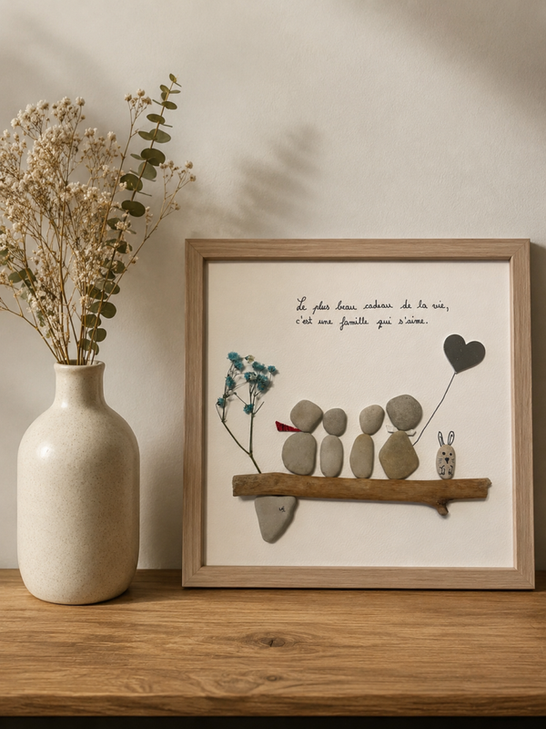 LMS 032 - Tableau famille& animal de compagnie lapin « le plus beau cadeau de la vie » V.41