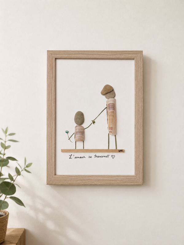 LMS 017 - Tableau famille personnalisé Cadeau unique enfant et papa « L’amour se transmet »v.P