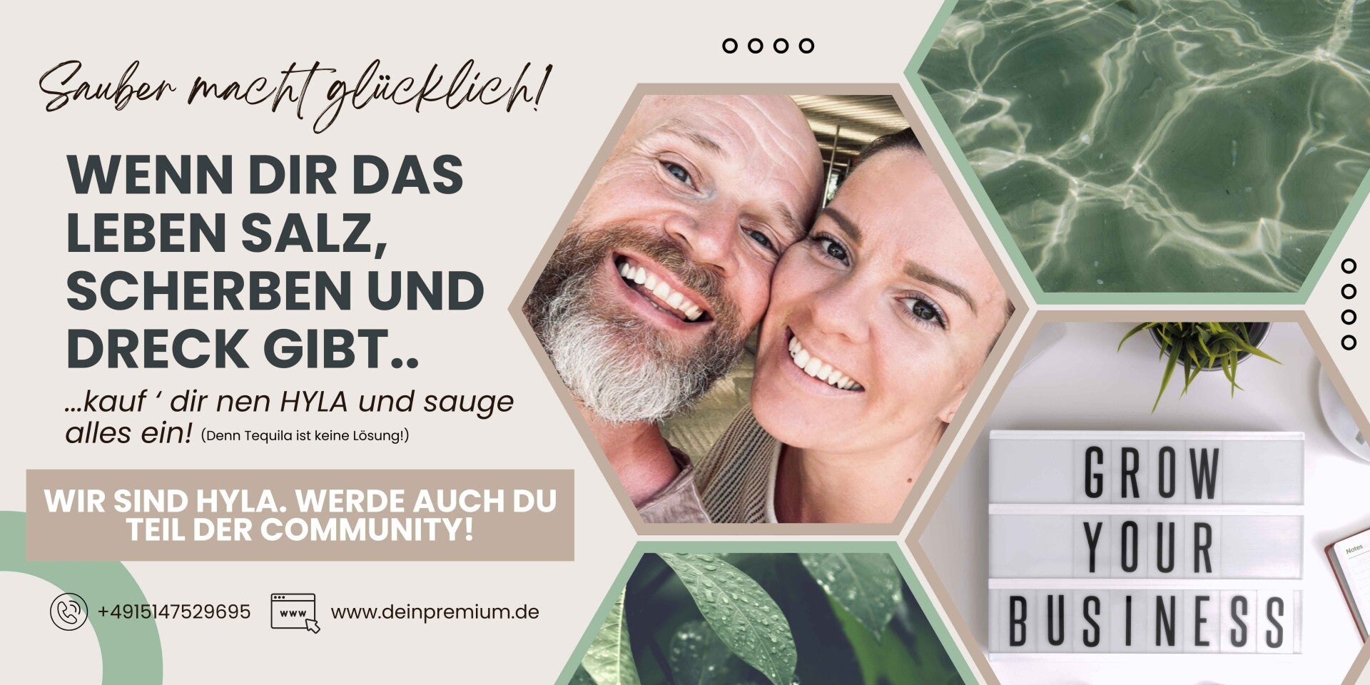 SAUBER MACHT GLÜCKLICH! WENN DIR DAS LEBEN SALZ, SCHERBEN UND DRECK GIBT, KAUF DIR NEN HYLA UND SAUGE ALLES EIN! DENN TEQUILA IST KEINE LÖSUNG! WIR SIND HYLA. WERDE AUCH DU TEIL DER COMMUNITY! GROW YOUR BUSINESS! +4915147529695