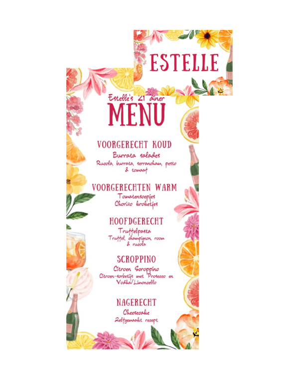 Summer Chic Menu & Naamkaart