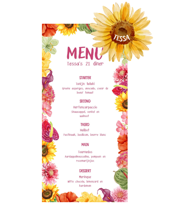 Flower Fiesta Menu & Naamkaarten