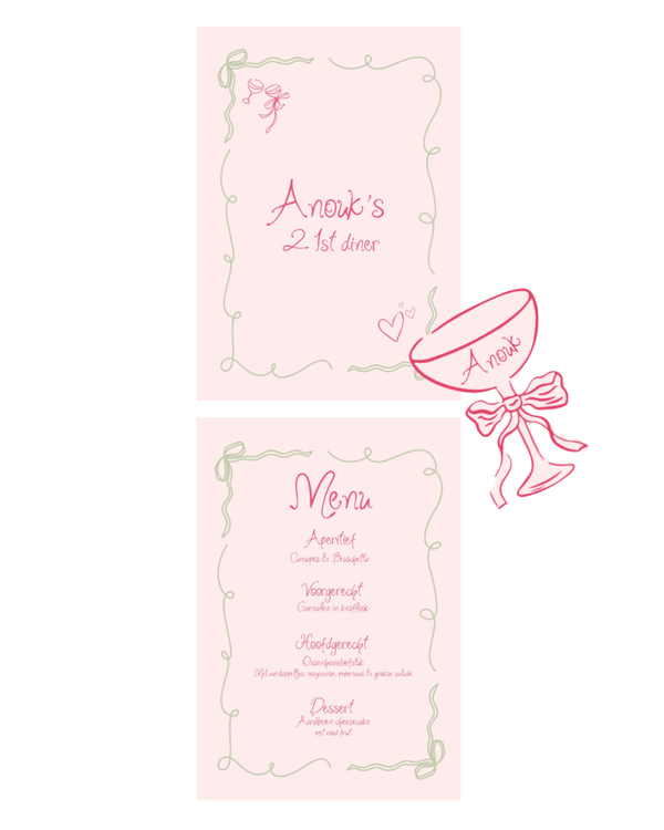 Green&Pink Menu & Naamkaarten