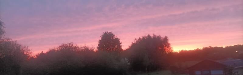 Coucher de soleil au Petit Marais en Sologne depuis le gîte en pleine nature