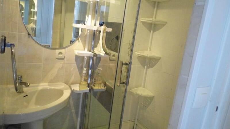 bathroom with shower and sink in a cottage in Sologne clean and practical space France