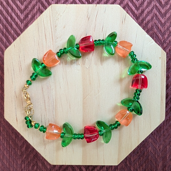 Tulpen armband rood en oranje
