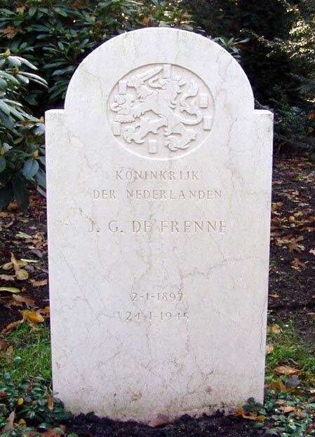 Grafsteen Johannes Gerardus de Frenne. Bron: Oorlogsgravenstichting