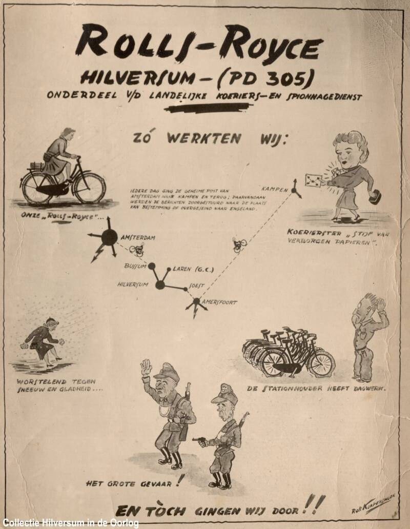 Rolls Royce karikatuur door Rob Korpershoek, Collectie Hilversum in de Oorlog
