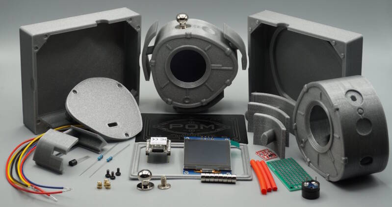 3D-gedrucktes elektronisches Designobjekt vor der Montage