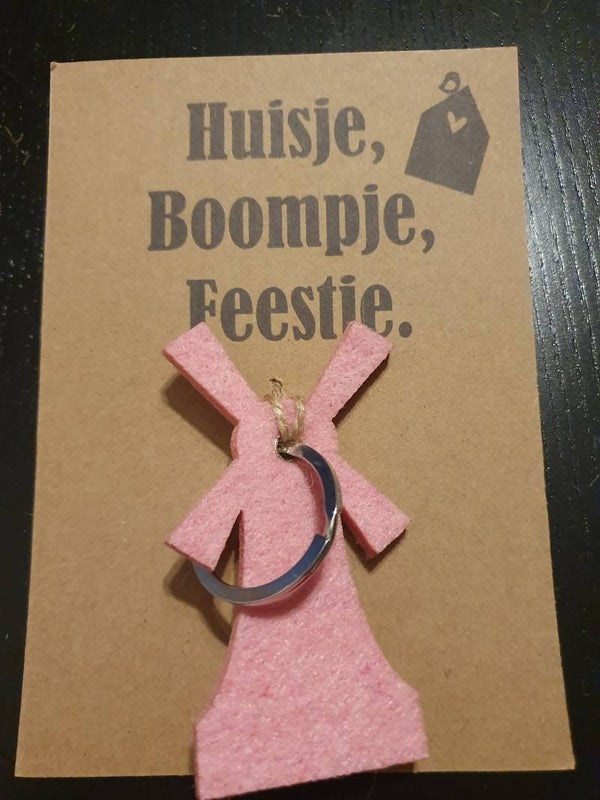 sleutelhanger molen roze 