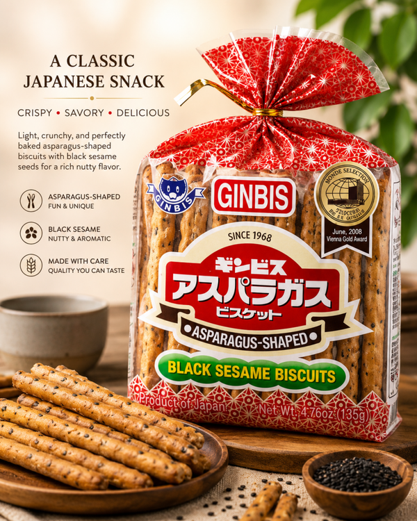 Ginbis Asparagus-Shaped Black Sesame Biscuits