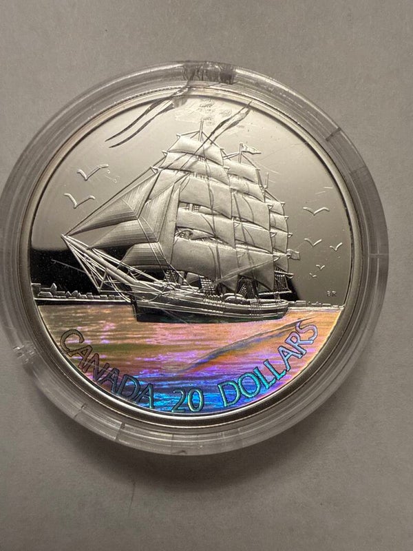 2005 Canada $20 Tall Ships Silver Coin — The Clipper, 1 oz .9999 Hologram